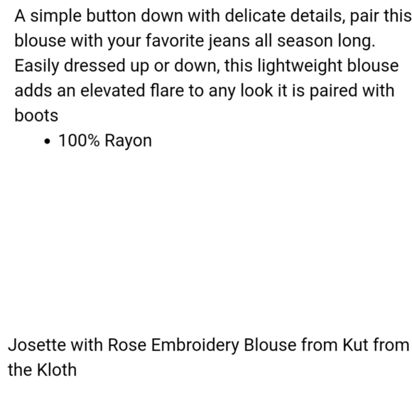 Josette with Rose Embroidery Blouse from Kut from the Kloth size M - Picture 5 of 17